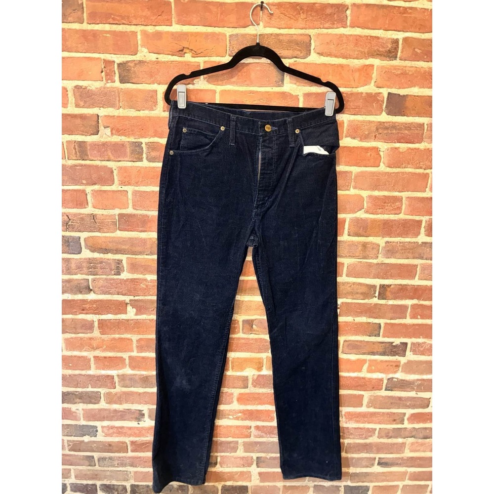 Vintage Wrangler Men's Blue 70s Genuine Corduroy Authentic Pants 33 Retro Groovy